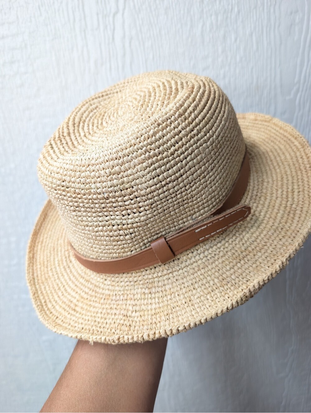 L'Atelier du Crochet Raffia Straw Sun Hat Handmade Boho Summer Beach